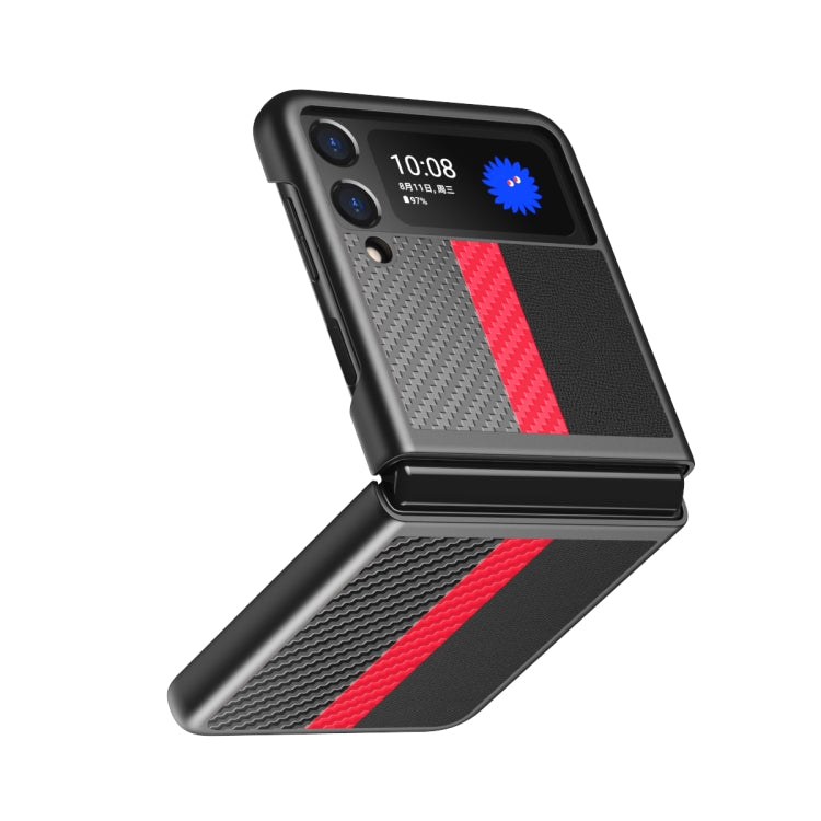For Samsung Galaxy Z Flip3 5G Carbon Fiber Texture Contrast Color Four Corners All Inclusive Protective Case
