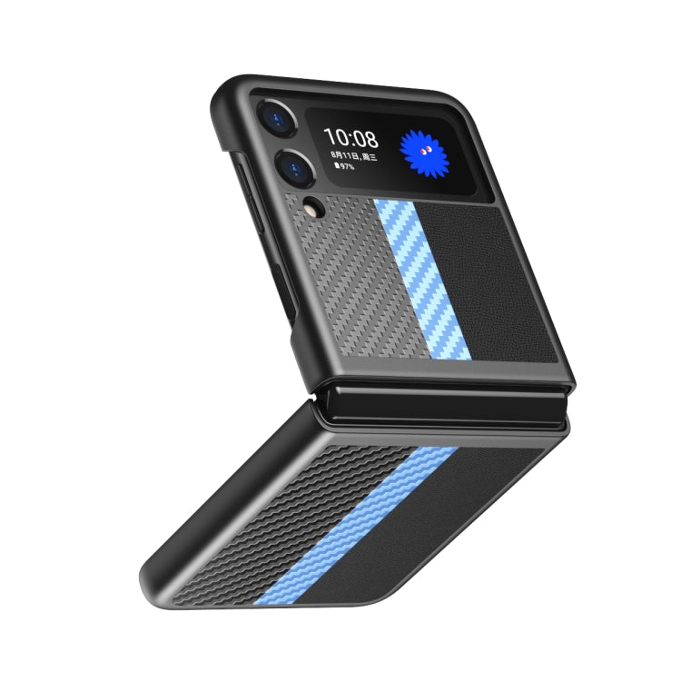 For Samsung Galaxy Z Flip3 5G Carbon Fiber Texture Contrast Color Four Corners All Inclusive Protective Case