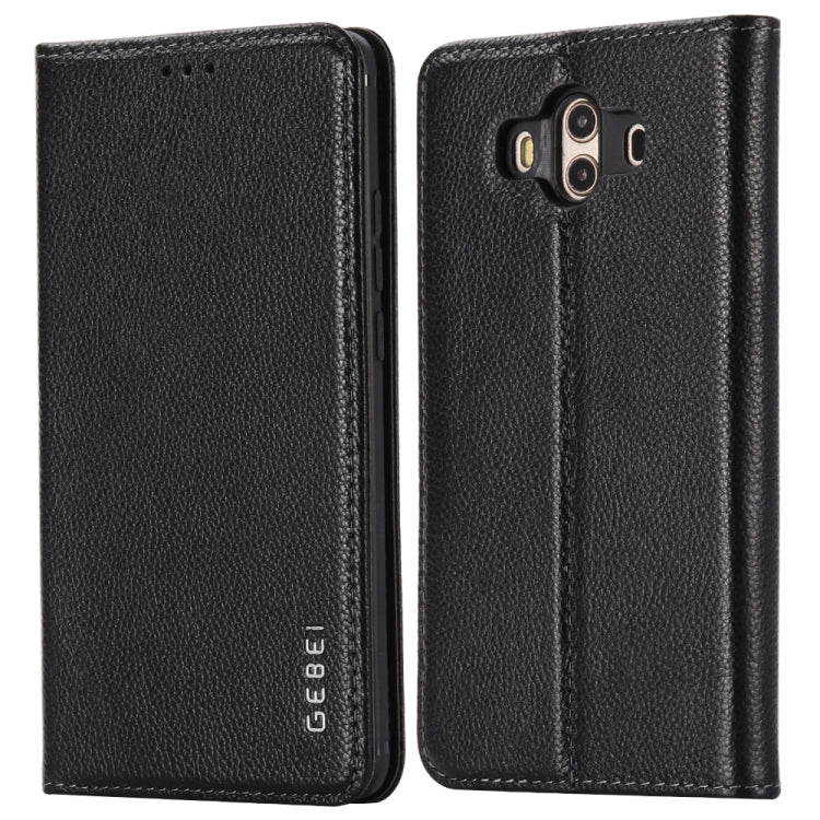 For Huawei Mate 10 GEBEI Top-grain Leather Horizontal Flip Protective Case with Holder & Card Slots