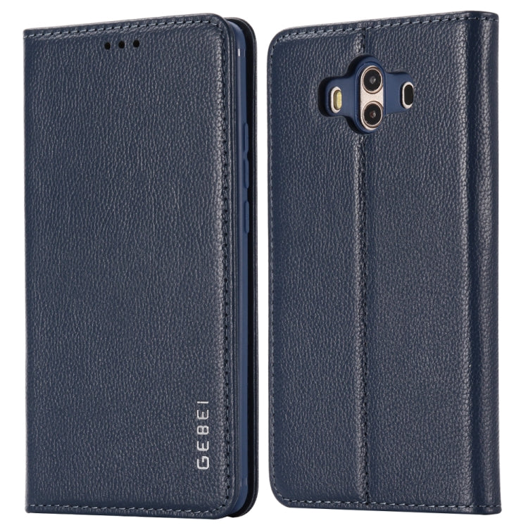 For Huawei Mate 10 GEBEI Top-grain Leather Horizontal Flip Protective Case with Holder & Card Slots
