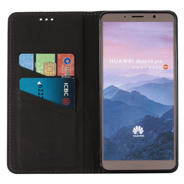 For Huawei Mate 10 Pro GEBEI Top-grain Leather Horizontal Flip Protective Case with Holder & Card Slots