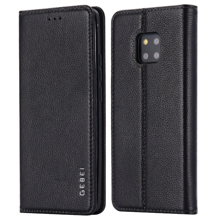 For Huawei Mate 20 Pro GEBEI Top-grain Leather Horizontal Flip Protective Case with Holder & Card Slots