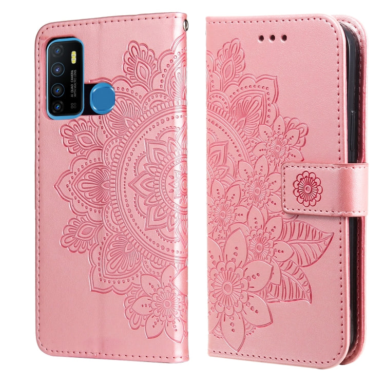 7-petal Flowers Embossing Pattern Horizontal Flip PU Leather Case with Holder & Card Slots & Wallet & Photo Frame For Infinix Hot 9 / Note 7 Lite / X655C