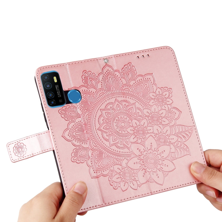 7-petal Flowers Embossing Pattern Horizontal Flip PU Leather Case with Holder & Card Slots & Wallet & Photo Frame For Infinix Hot 9 / Note 7 Lite / X655C