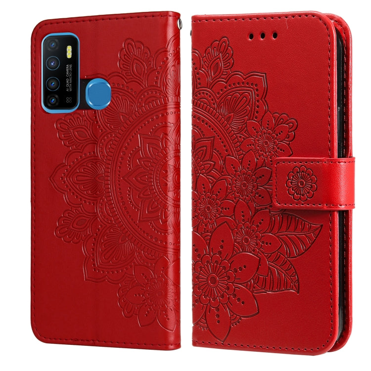 7-petal Flowers Embossing Pattern Horizontal Flip PU Leather Case with Holder & Card Slots & Wallet & Photo Frame For Infinix Hot 9 / Note 7 Lite / X655C