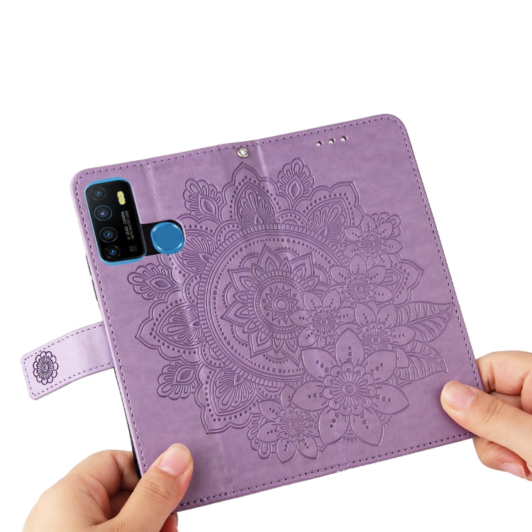 7-petal Flowers Embossing Pattern Horizontal Flip PU Leather Case with Holder & Card Slots & Wallet & Photo Frame For Infinix Hot 9 / Note 7 Lite / X655C