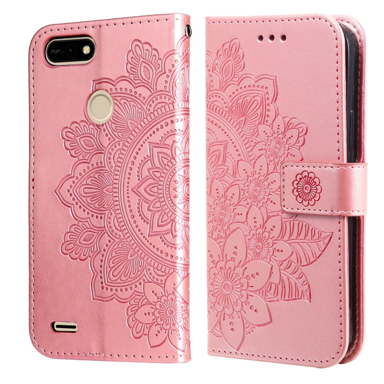 7-petal Flowers Embossing Pattern Horizontal Flip PU Leather Case with Holder & Card Slots & Wallet & Photo Frame For Tecno Pop 2 F / Pop 2 Power