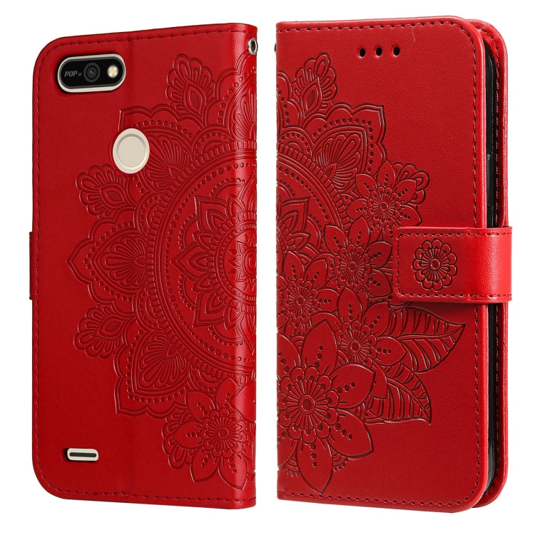 7-petal Flowers Embossing Pattern Horizontal Flip PU Leather Case with Holder & Card Slots & Wallet & Photo Frame For Tecno Pop 2 F / Pop 2 Power