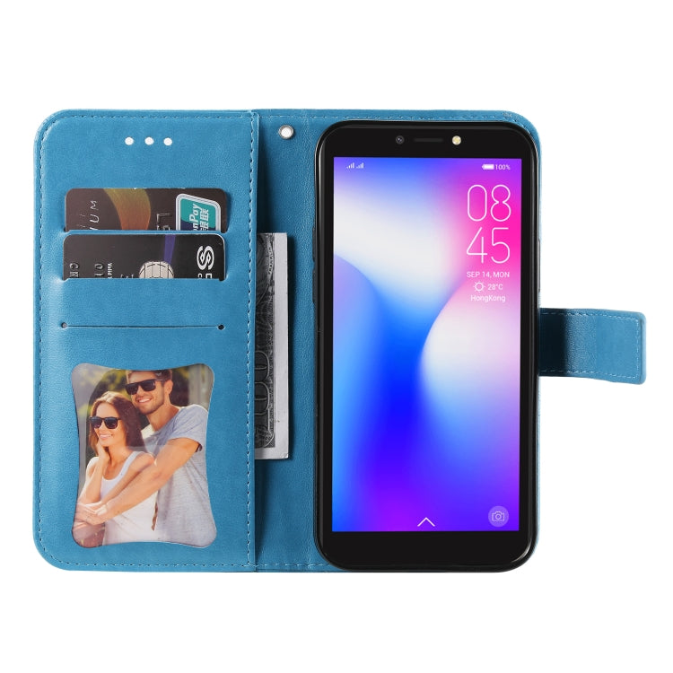 7-petal Flowers Embossing Pattern Horizontal Flip PU Leather Case with Holder & Card Slots & Wallet & Photo Frame For Tecno Pop 2 F / Pop 2 Power
