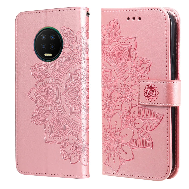 7-petal Flowers Embossing Pattern Horizontal Flip PU Leather Case with Holder & Card Slots & Wallet & Photo Frame For Infinix Note 7 / X690