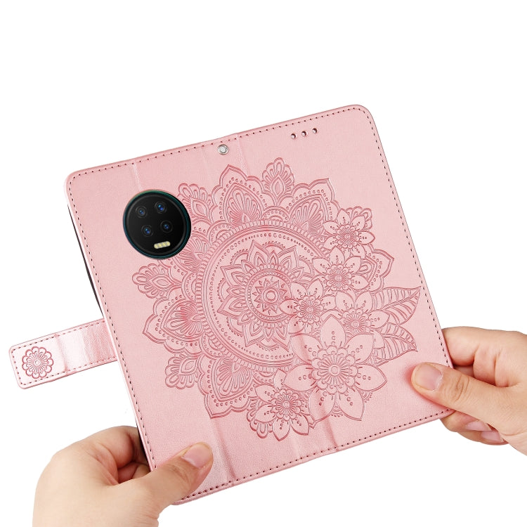 7-petal Flowers Embossing Pattern Horizontal Flip PU Leather Case with Holder & Card Slots & Wallet & Photo Frame For Infinix Note 7 / X690