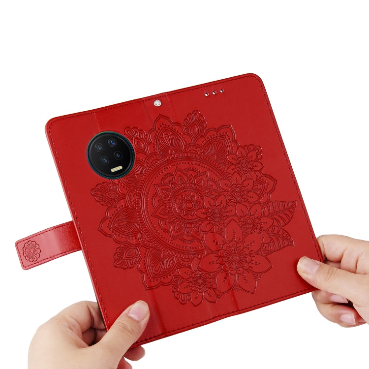 7-petal Flowers Embossing Pattern Horizontal Flip PU Leather Case with Holder & Card Slots & Wallet & Photo Frame For Infinix Note 7 / X690