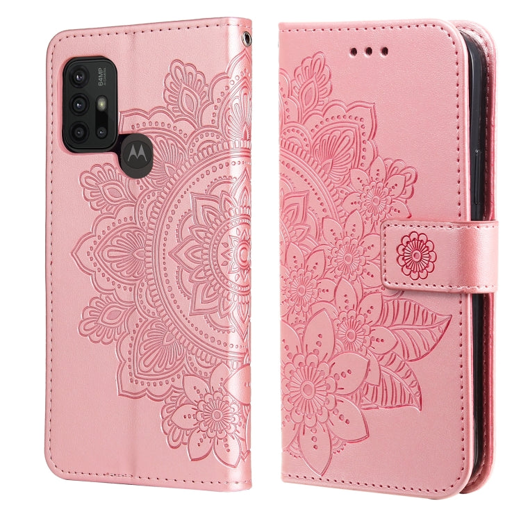 7-petal Flowers Embossing Pattern Horizontal Flip PU Leather Case with Holder & Card Slots & Wallet & Photo Frame For Motorola Moto G30 / G10 / G10 Power / G20