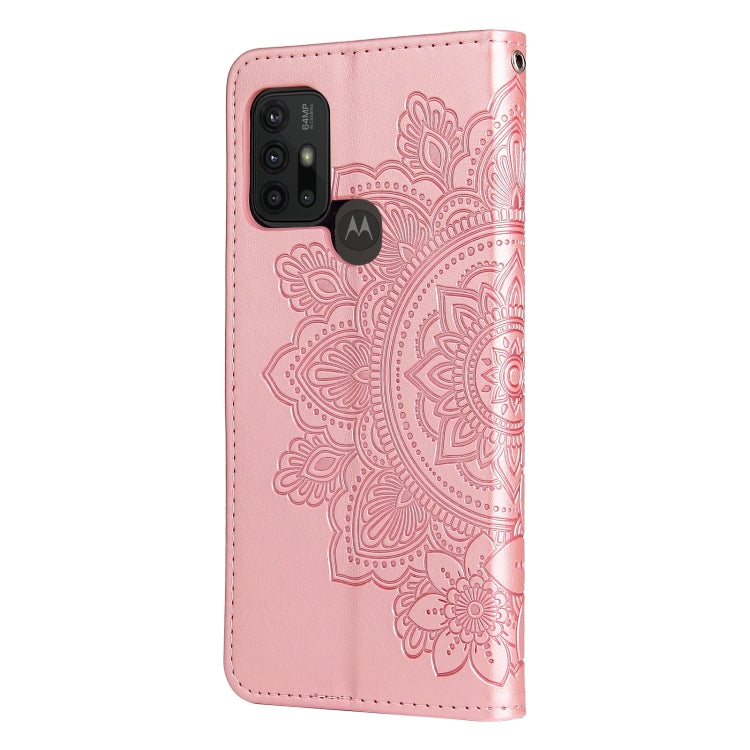 7-petal Flowers Embossing Pattern Horizontal Flip PU Leather Case with Holder & Card Slots & Wallet & Photo Frame For Motorola Moto G30 / G10 / G10 Power / G20