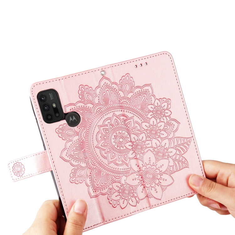 7-petal Flowers Embossing Pattern Horizontal Flip PU Leather Case with Holder & Card Slots & Wallet & Photo Frame For Motorola Moto G30 / G10 / G10 Power / G20