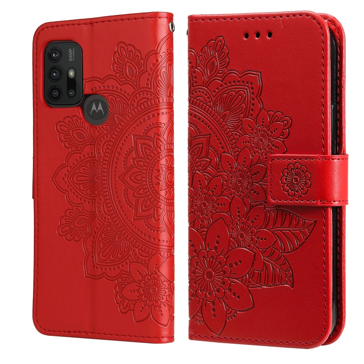 7-petal Flowers Embossing Pattern Horizontal Flip PU Leather Case with Holder & Card Slots & Wallet & Photo Frame For Motorola Moto G30 / G10 / G10 Power / G20