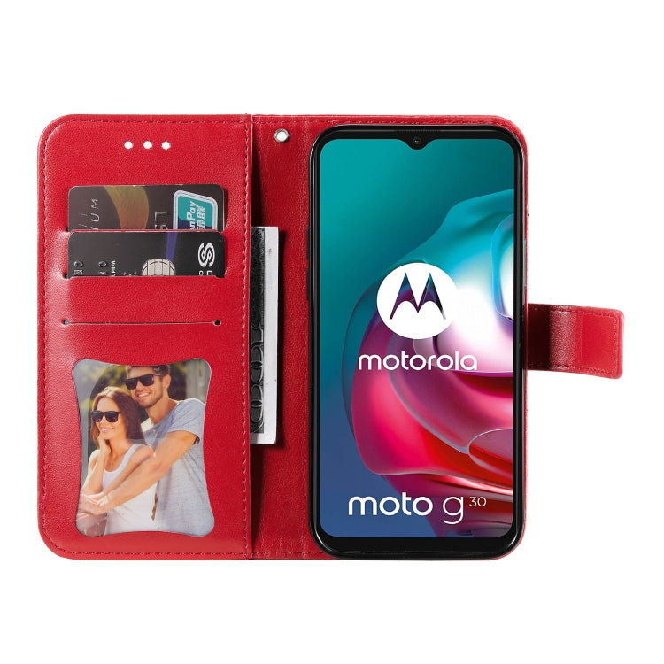 7-petal Flowers Embossing Pattern Horizontal Flip PU Leather Case with Holder & Card Slots & Wallet & Photo Frame For Motorola Moto G30 / G10 / G10 Power / G20