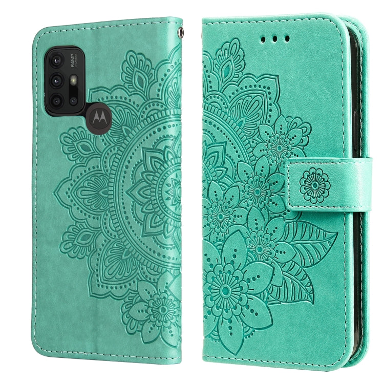 7-petal Flowers Embossing Pattern Horizontal Flip PU Leather Case with Holder & Card Slots & Wallet & Photo Frame For Motorola Moto G30 / G10 / G10 Power / G20