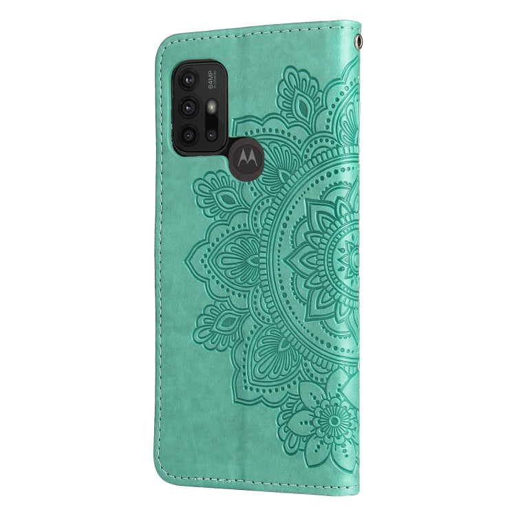 7-petal Flowers Embossing Pattern Horizontal Flip PU Leather Case with Holder & Card Slots & Wallet & Photo Frame For Motorola Moto G30 / G10 / G10 Power / G20