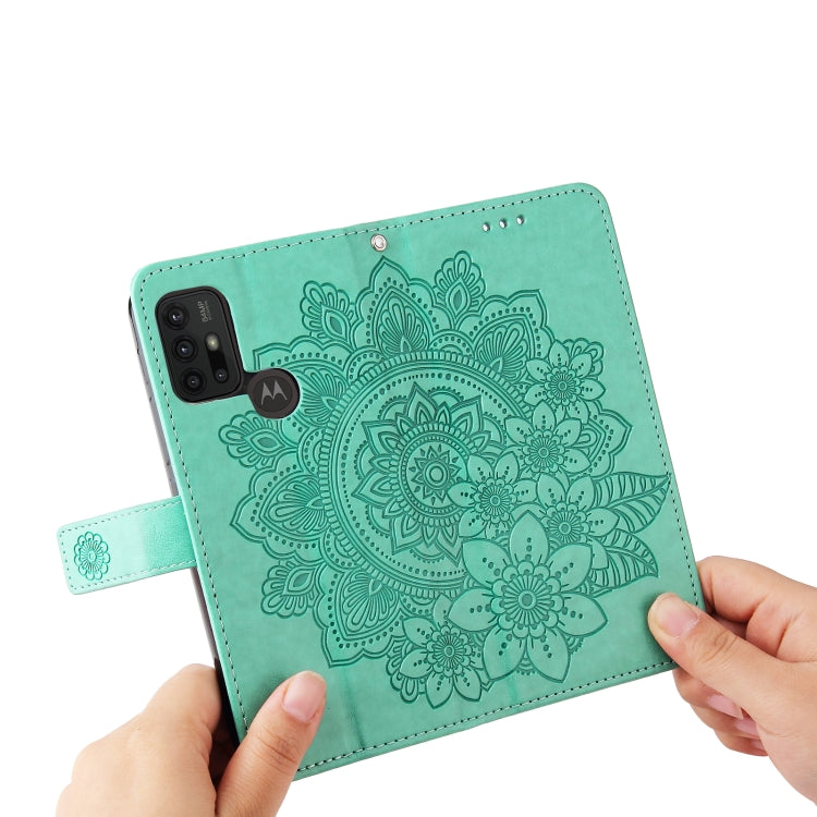 7-petal Flowers Embossing Pattern Horizontal Flip PU Leather Case with Holder & Card Slots & Wallet & Photo Frame For Motorola Moto G30 / G10 / G10 Power / G20