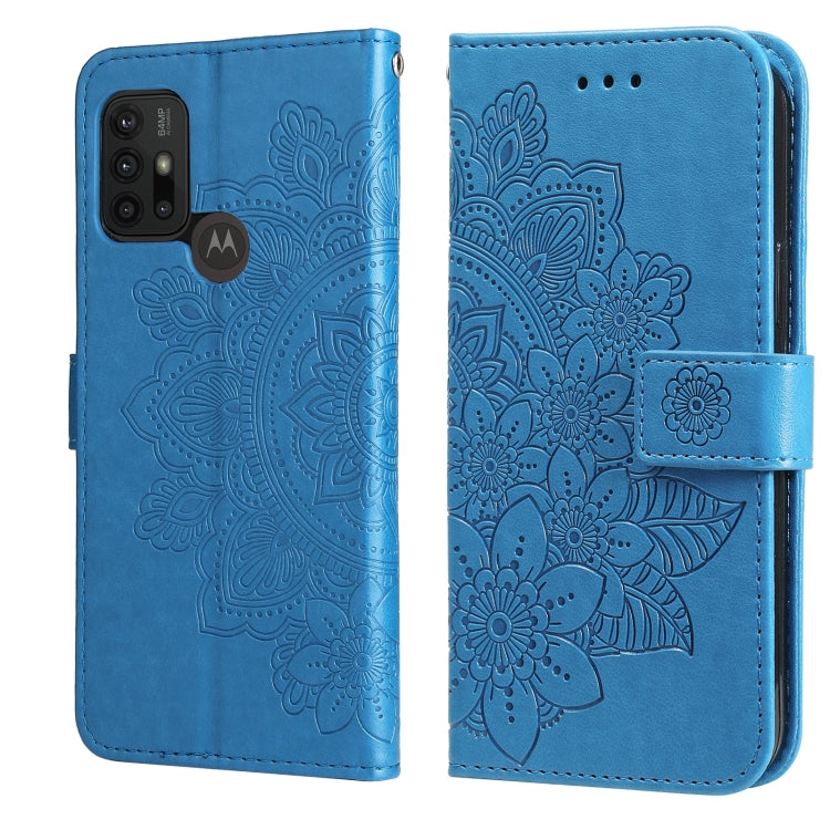 7-petal Flowers Embossing Pattern Horizontal Flip PU Leather Case with Holder & Card Slots & Wallet & Photo Frame For Motorola Moto G30 / G10 / G10 Power / G20