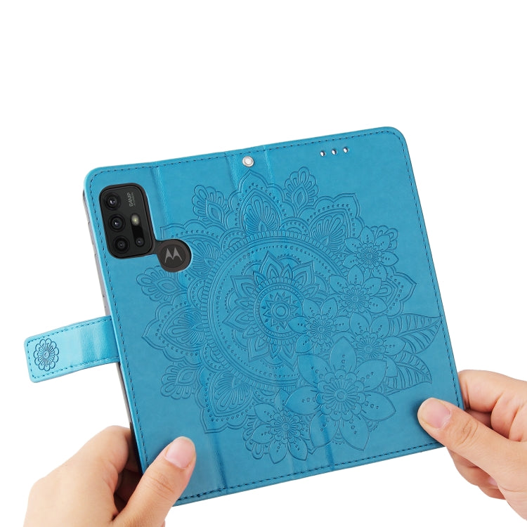 7-petal Flowers Embossing Pattern Horizontal Flip PU Leather Case with Holder & Card Slots & Wallet & Photo Frame For Motorola Moto G30 / G10 / G10 Power / G20