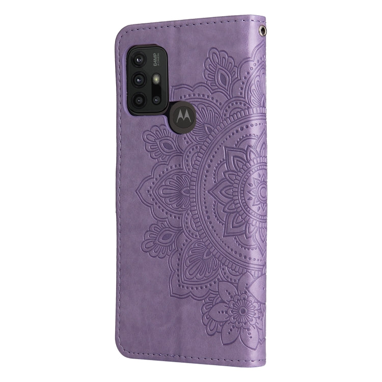 7-petal Flowers Embossing Pattern Horizontal Flip PU Leather Case with Holder & Card Slots & Wallet & Photo Frame For Motorola Moto G30 / G10 / G10 Power / G20