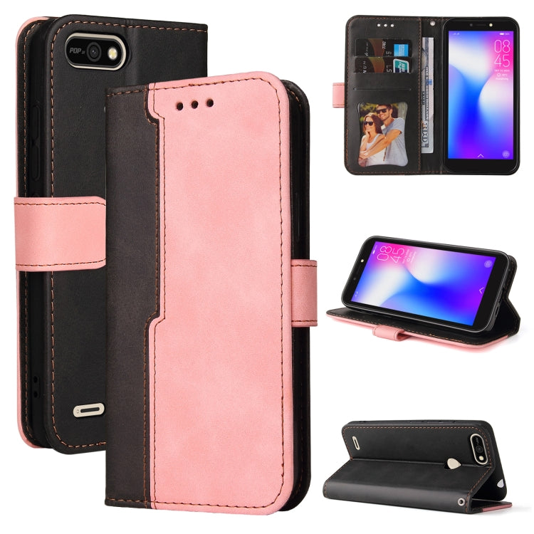 Business Stitching-Color Horizontal Flip PU Leather Case with Holder & Card Slots & Photo Frame For Tecno Pop 2 F / Pop 2 Power / Itel P13 B1F