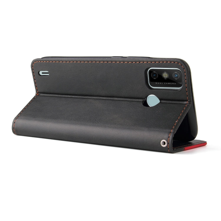 Business Stitching-Color Horizontal Flip PU Leather Case with Holder & Card Slots & Photo Frame For Tecno Spark 6 Go