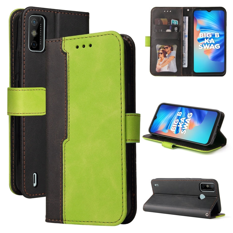 Business Stitching-Color Horizontal Flip PU Leather Case with Holder & Card Slots & Photo Frame For Tecno Spark 6 Go