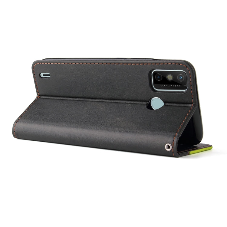 Business Stitching-Color Horizontal Flip PU Leather Case with Holder & Card Slots & Photo Frame For Tecno Spark 6 Go