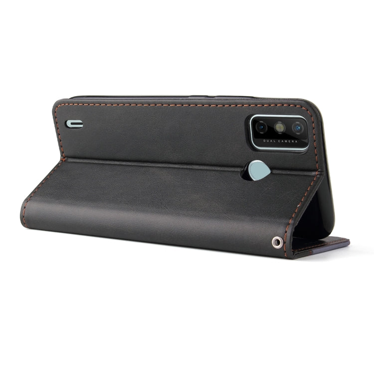 Business Stitching-Color Horizontal Flip PU Leather Case with Holder & Card Slots & Photo Frame For Tecno Spark 6 Go
