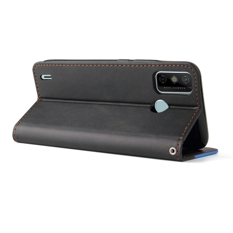 Business Stitching-Color Horizontal Flip PU Leather Case with Holder & Card Slots & Photo Frame For Tecno Spark 6 Go
