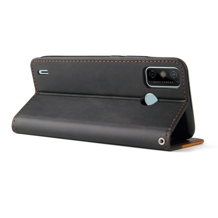 Business Stitching-Color Horizontal Flip PU Leather Case with Holder & Card Slots & Photo Frame For Tecno Spark 6 Go