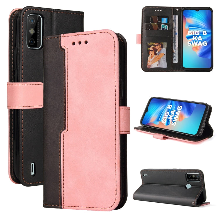Business Stitching-Color Horizontal Flip PU Leather Case with Holder & Card Slots & Photo Frame For Tecno Spark 6 Go