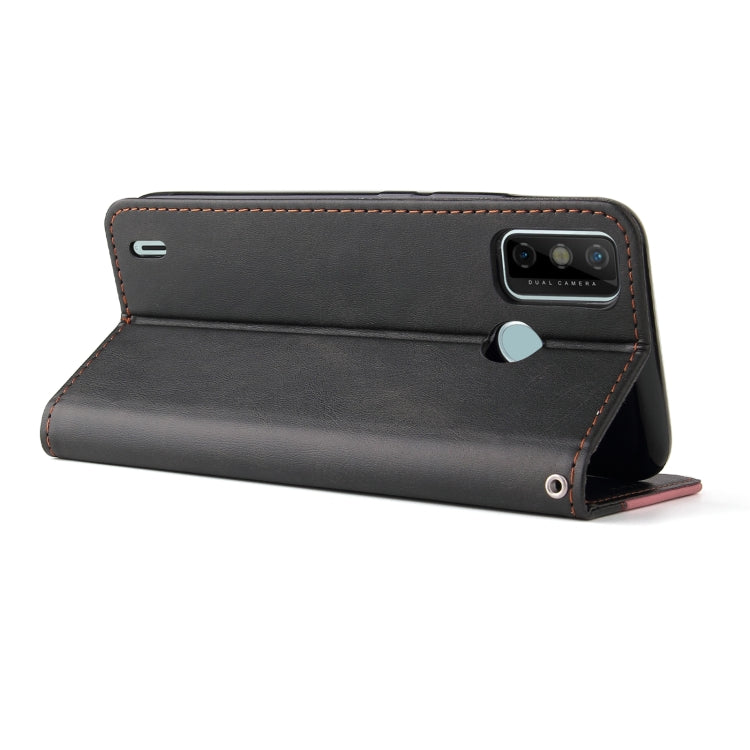 Business Stitching-Color Horizontal Flip PU Leather Case with Holder & Card Slots & Photo Frame For Tecno Spark 6 Go
