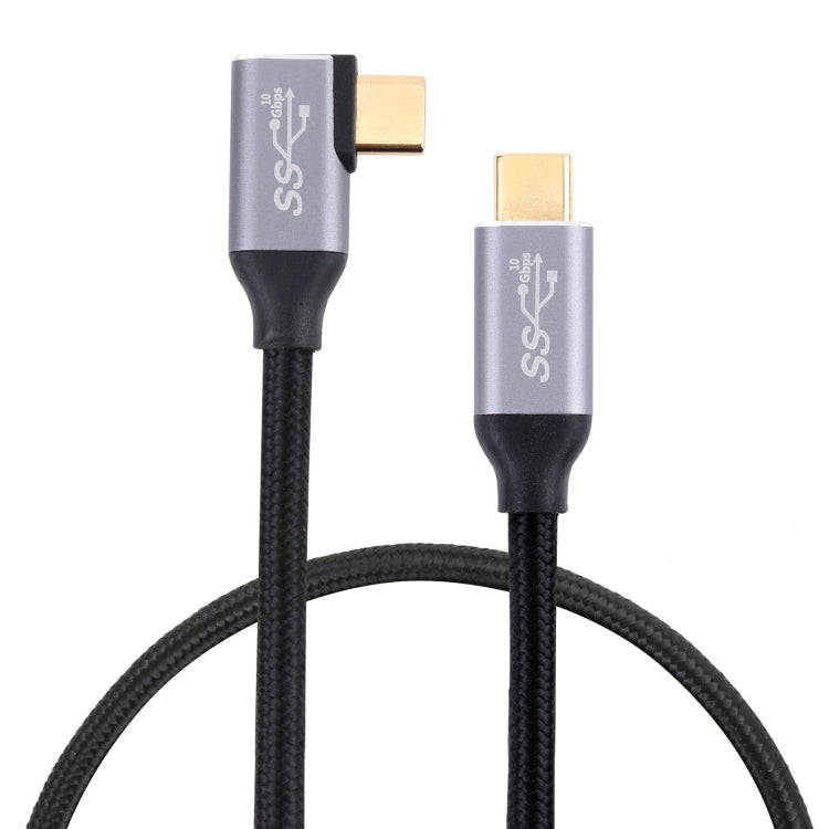 USB-C / Type-C Male to USB-C / Type-C Elbow Transmission Data Cable, Cable Length:1m