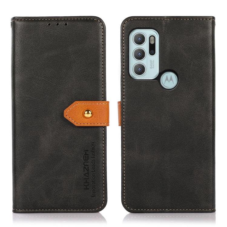 For Motorola Moto G60S KHAZNEH Dual-color Cowhide Texture Horizontal Flip Leather Case with Holder & Card Slots & Wallet & Photo Frame