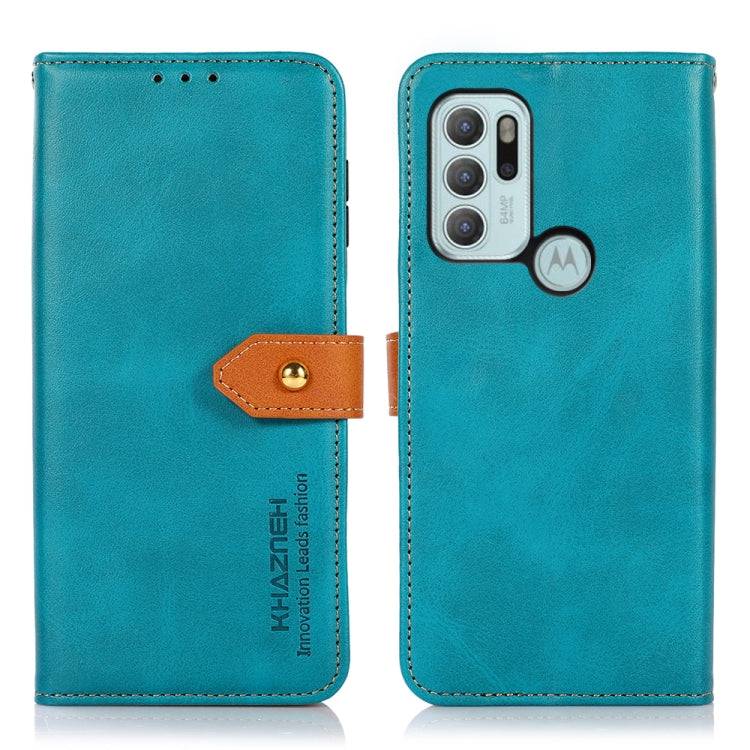 For Motorola Moto G60S KHAZNEH Dual-color Cowhide Texture Horizontal Flip Leather Case with Holder & Card Slots & Wallet & Photo Frame