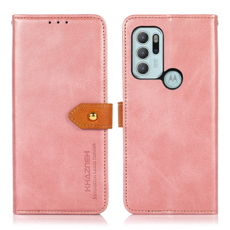 For Motorola Moto G60S KHAZNEH Dual-color Cowhide Texture Horizontal Flip Leather Case with Holder & Card Slots & Wallet & Photo Frame