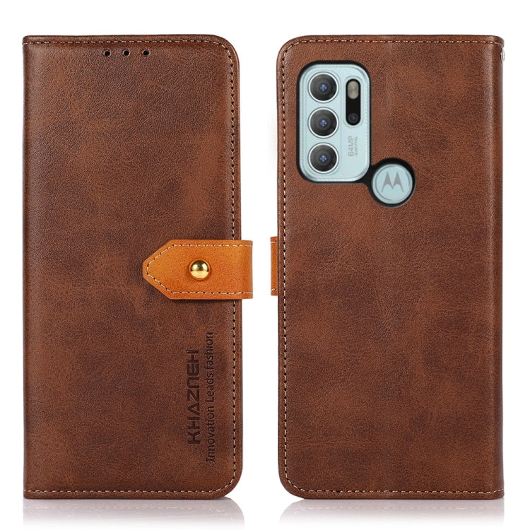 For Motorola Moto G60S KHAZNEH Dual-color Cowhide Texture Horizontal Flip Leather Case with Holder & Card Slots & Wallet & Photo Frame