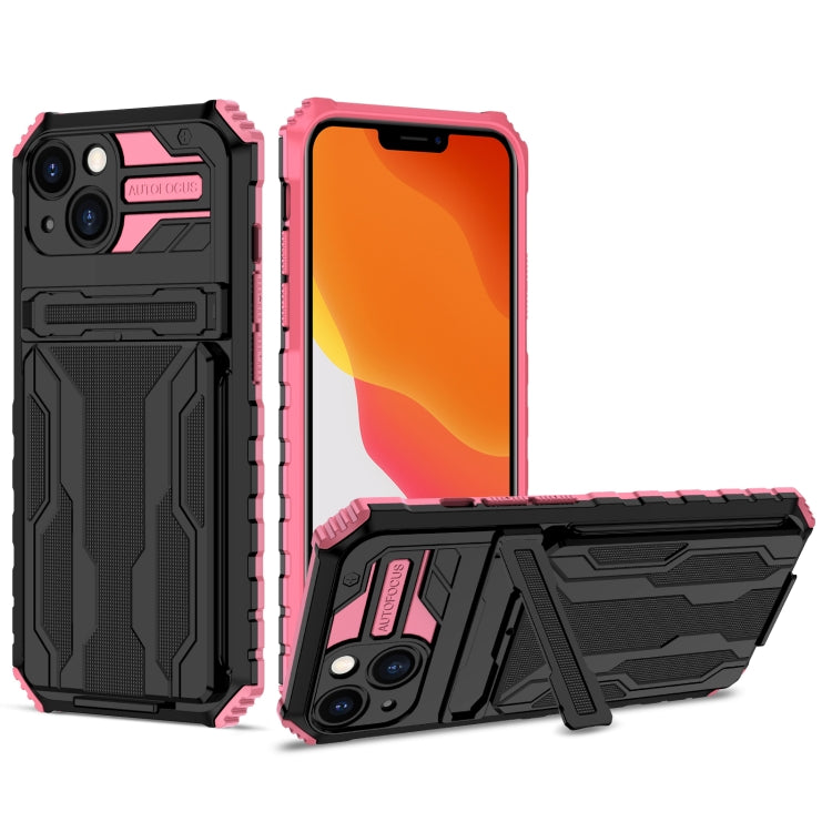 For iPhone 13 Kickstand Armor Card Wallet Phone Case