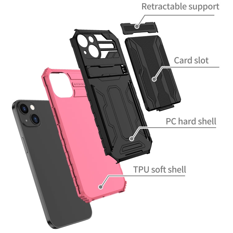 For iPhone 13 Kickstand Armor Card Wallet Phone Case