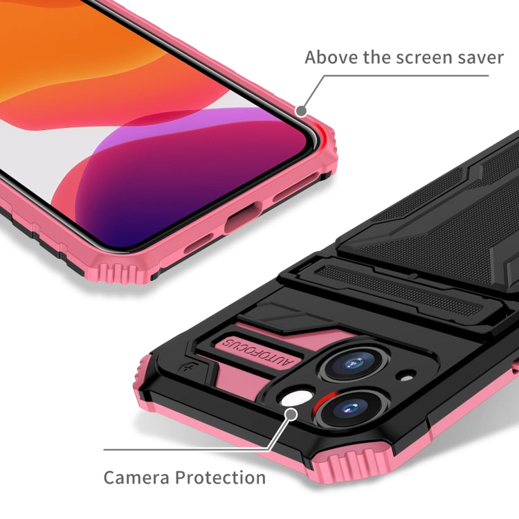 For iPhone 13 Kickstand Armor Card Wallet Phone Case