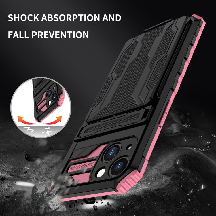 For iPhone 13 Kickstand Armor Card Wallet Phone Case