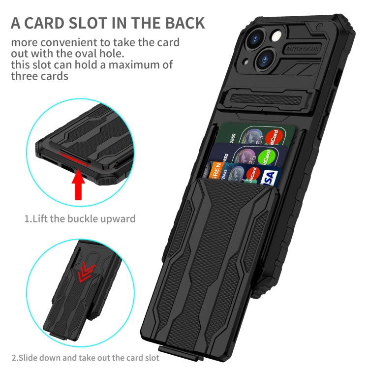 For iPhone 13 Kickstand Armor Card Wallet Phone Case