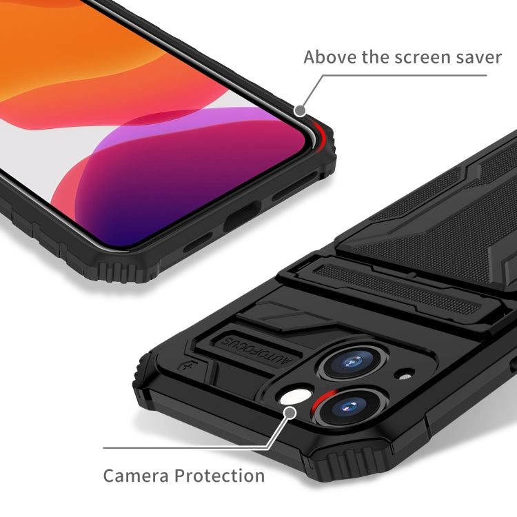 For iPhone 13 Kickstand Armor Card Wallet Phone Case