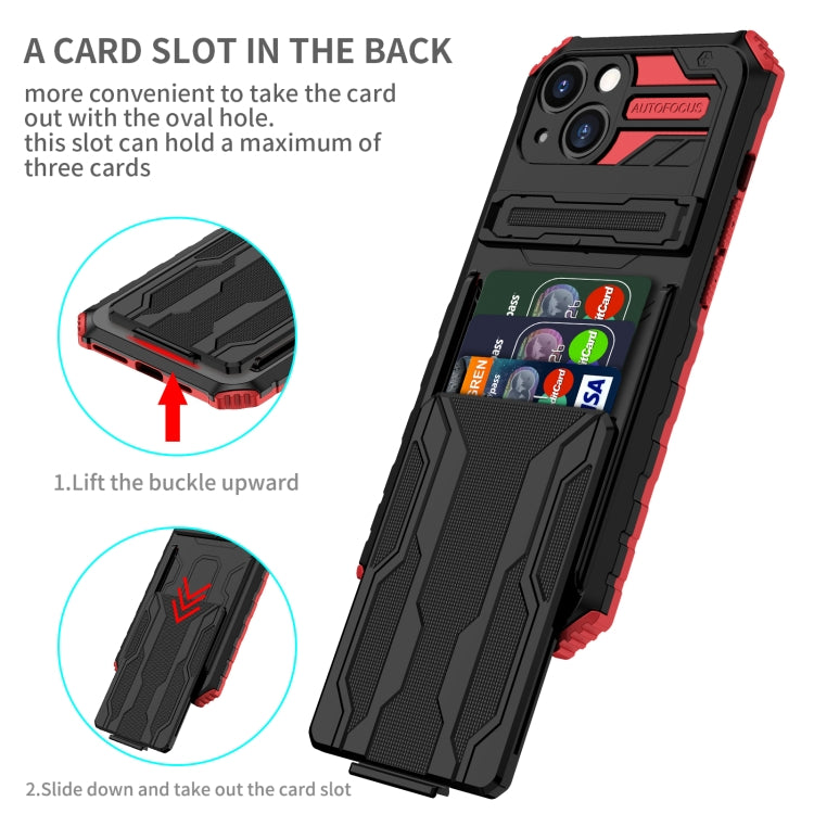 For iPhone 13 Kickstand Armor Card Wallet Phone Case