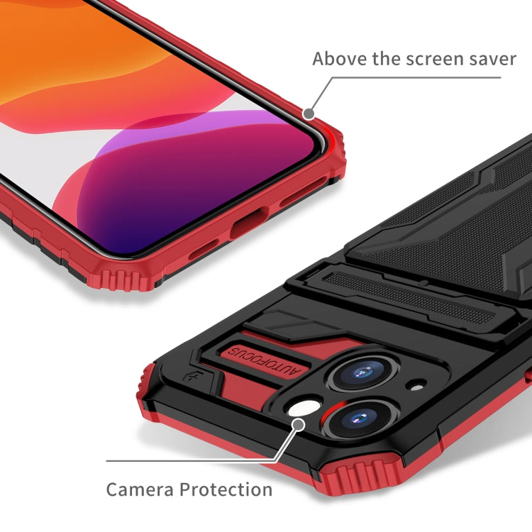 For iPhone 13 Kickstand Armor Card Wallet Phone Case