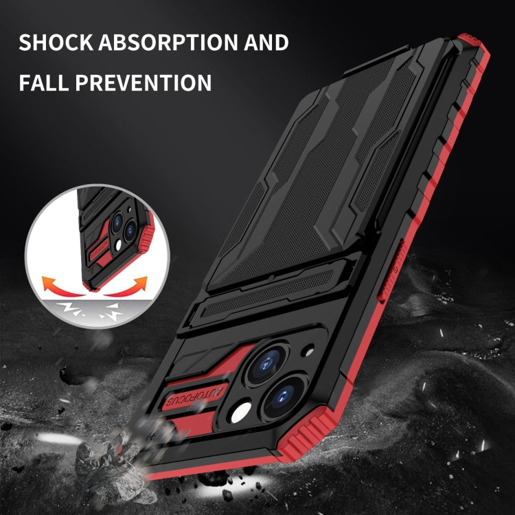 For iPhone 13 Kickstand Armor Card Wallet Phone Case